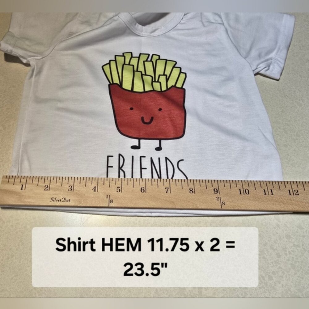 FUN 2PC SET - CHILD SIZE SMALL BEST FRIENDS GRAPHIC TEE - HAMBURGER & FRIES, NEW - Picture 10 of 15